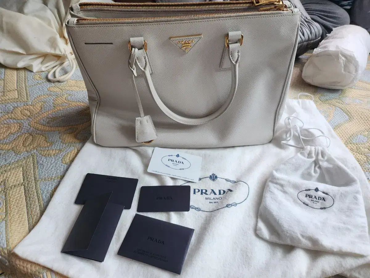 Prada Saffiano Luxe White Tote and Shoulder Bag (price reduced)