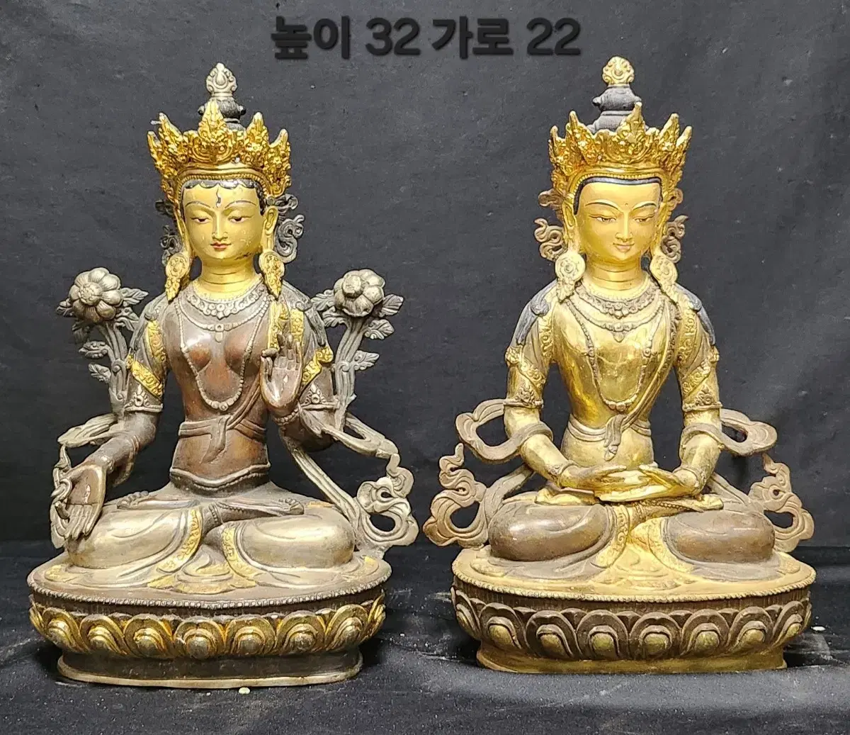 황동 티베트 불상  (높이 32cm)