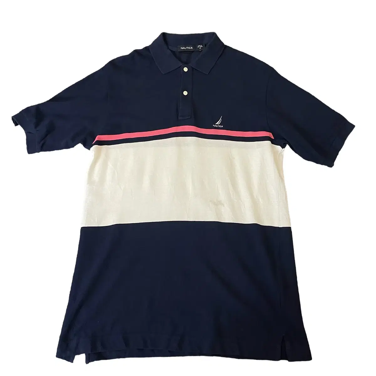 Nautica Navy Colorblocked PK Short Sleeve T-Shirt (M)