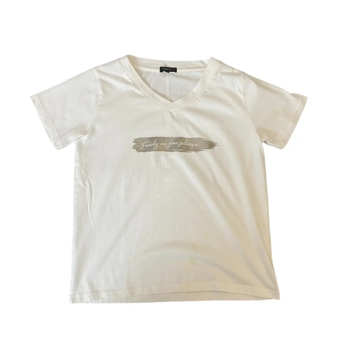 Comeccaism Silver Printed V-neck White Short Sleeve T-shirt