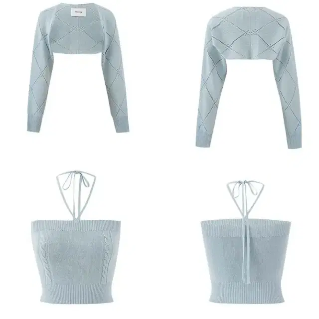 낫유어로즈 Crystal knit bolero set (blue)