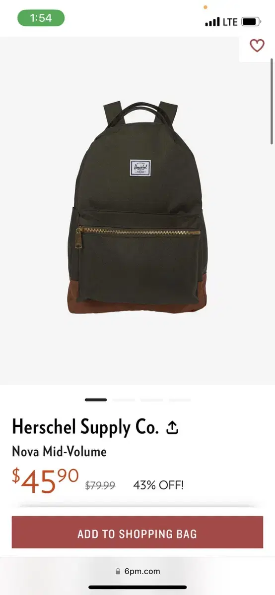 허쉘(Herschel)백팩 카키