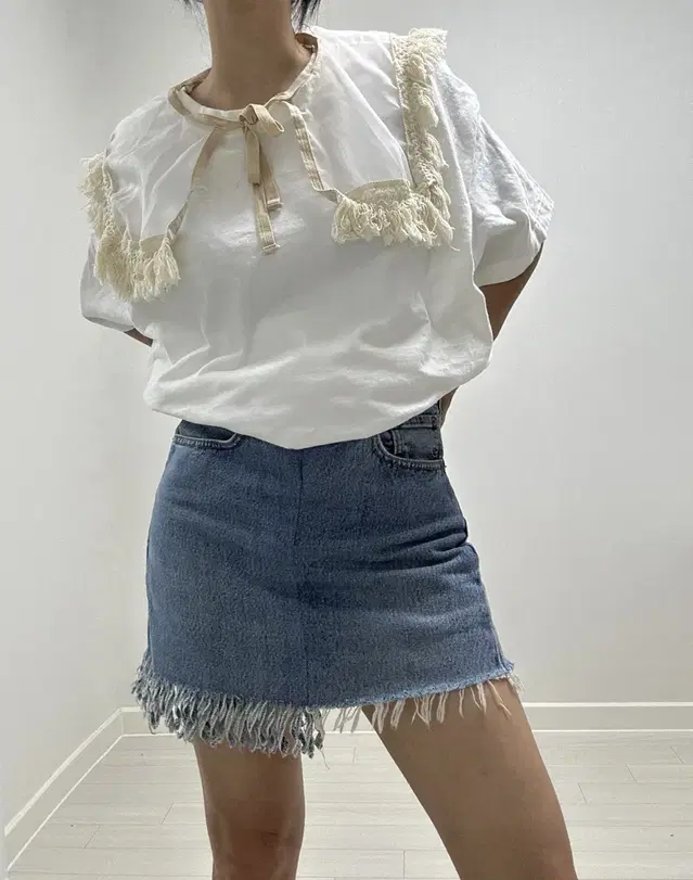 77circa denim mini skirt