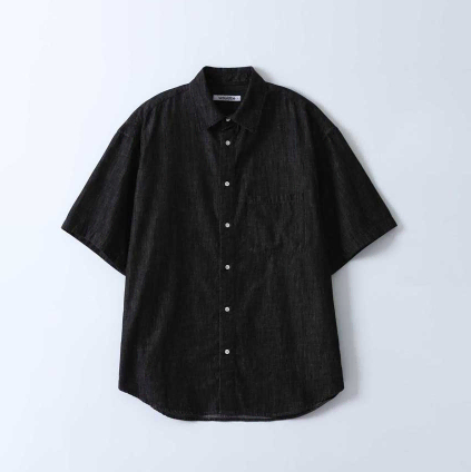 [XL] Woodby Denim Half Shirt Black