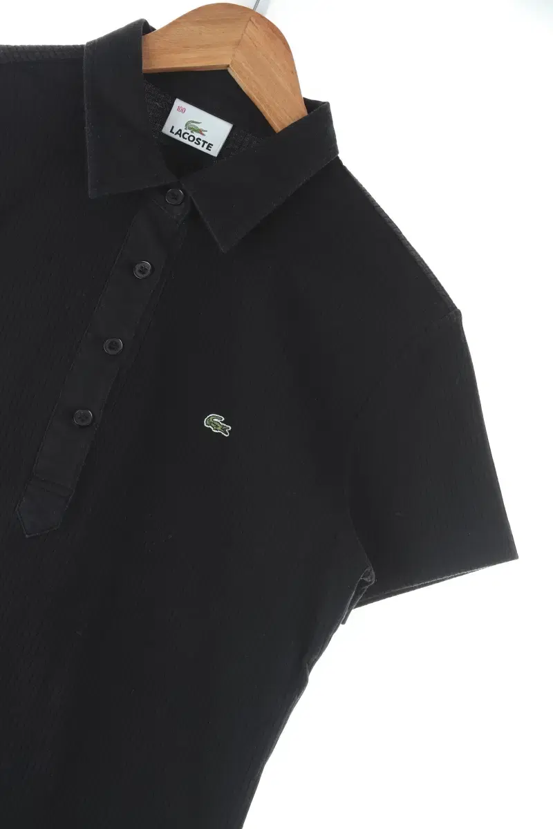 W(L) Lacoste Vahn Short-Sleeved kara T-Shirt Black Cotton Unique Limited Edition-D16B