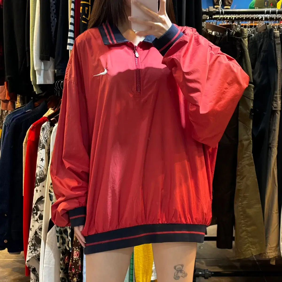 (No.9) NIKE 나이키 레드 카라 반집업 긴소매 웜업 (XL)