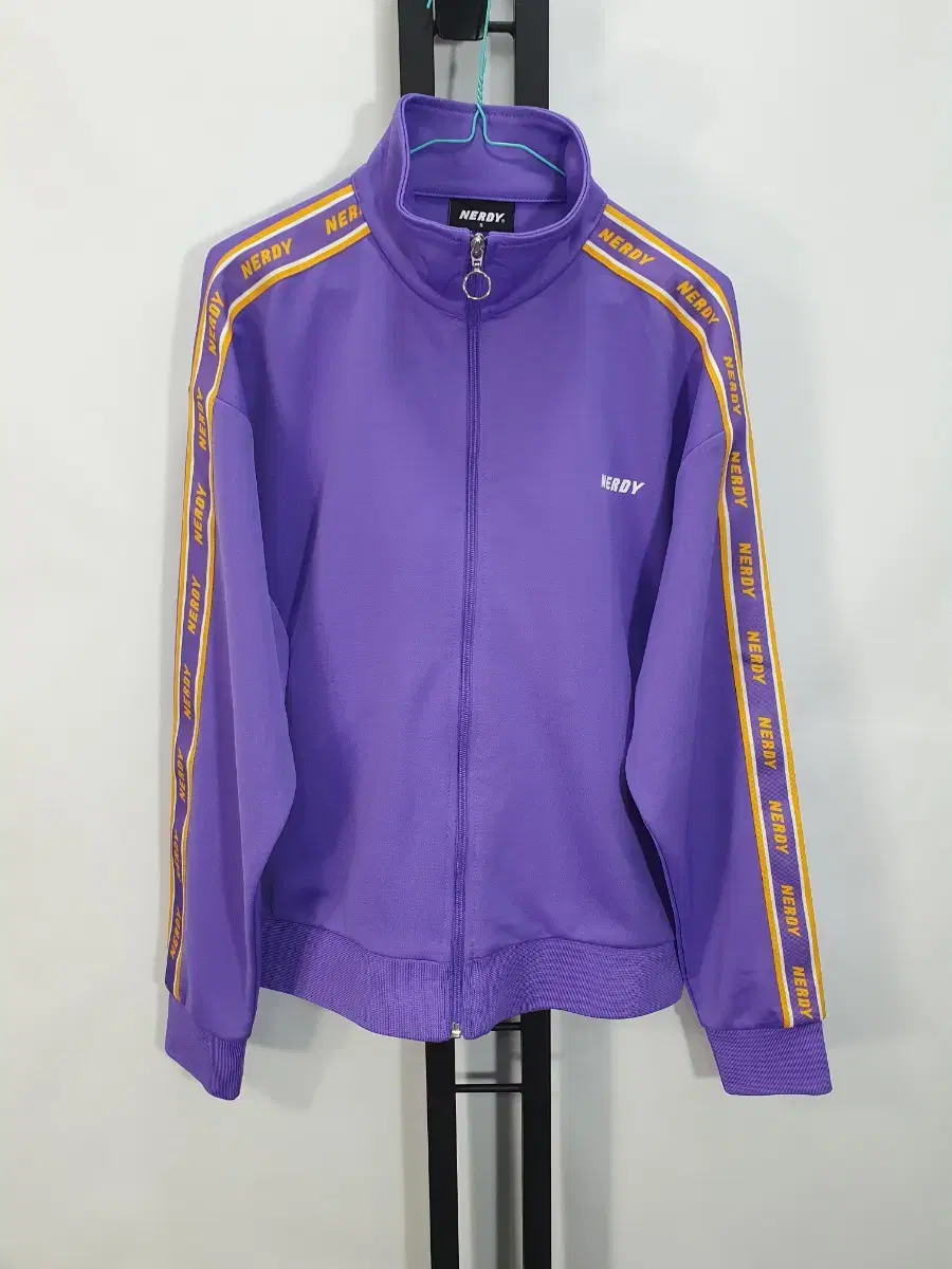 Navy Jersey Tape Logo Tracktop Purple S