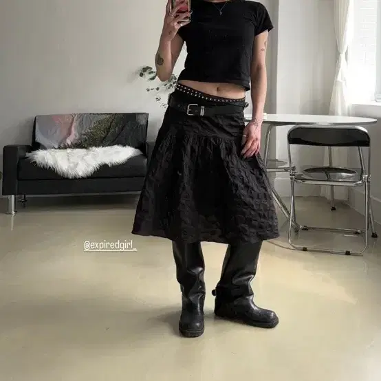 익스파이어드걸 스커트 REVERSIBLE  MIDI SKIRT