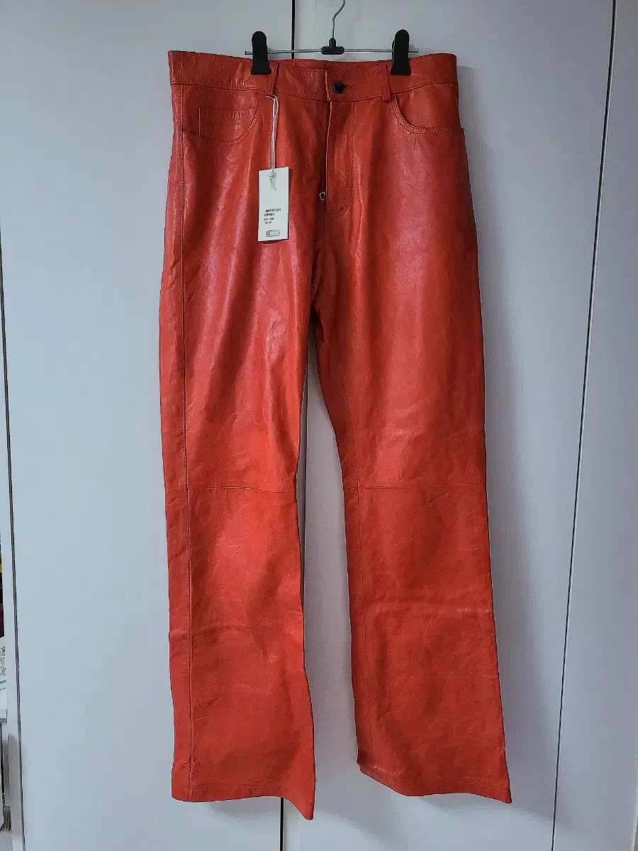 Six Red Sheepskin Real Leather Pants 48