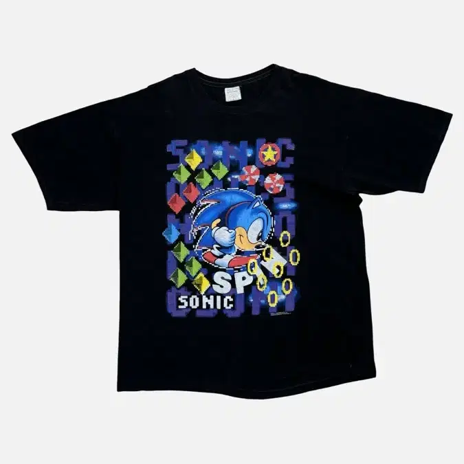 (XL) 빈티지 SEGA SPIN SONIC PRINT 반팔티