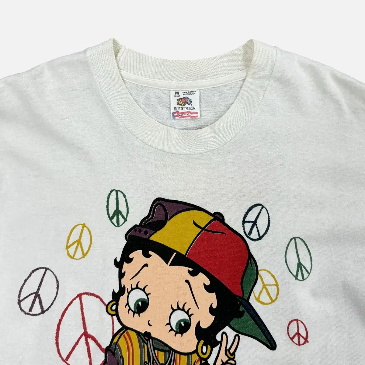 (M) 1993 BETTY BOOP PEACE OUT PRINT 반팔티