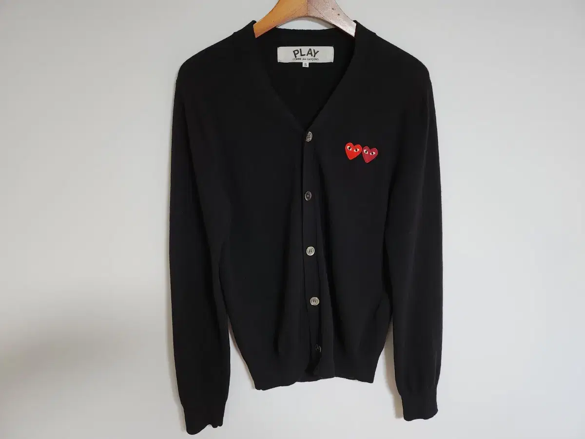 [S] Comme des Garçons Black Double Heart and Pen Men's Cardigan C0609