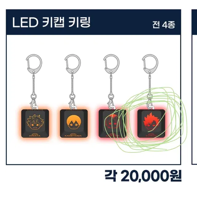 하이큐 더현대 쿠로오 LED 키캡 키링