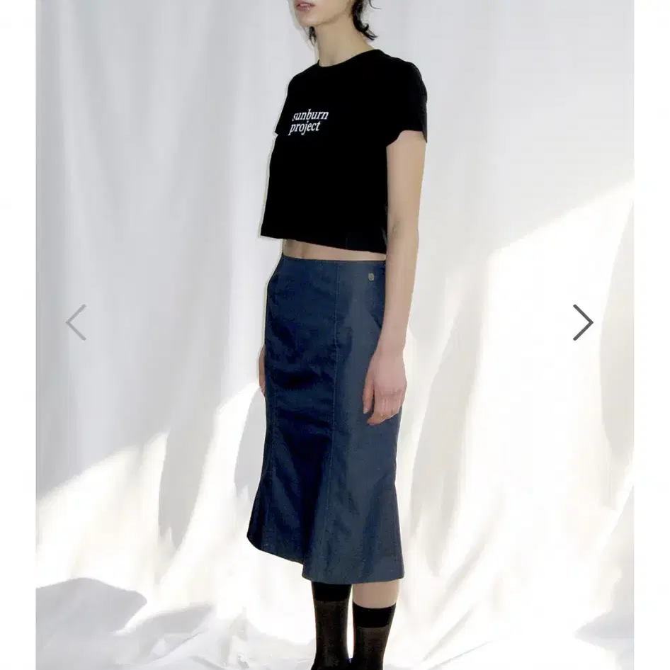 썬번 프로젝트 Moss Low-rise Midi Skirt (INDIGO