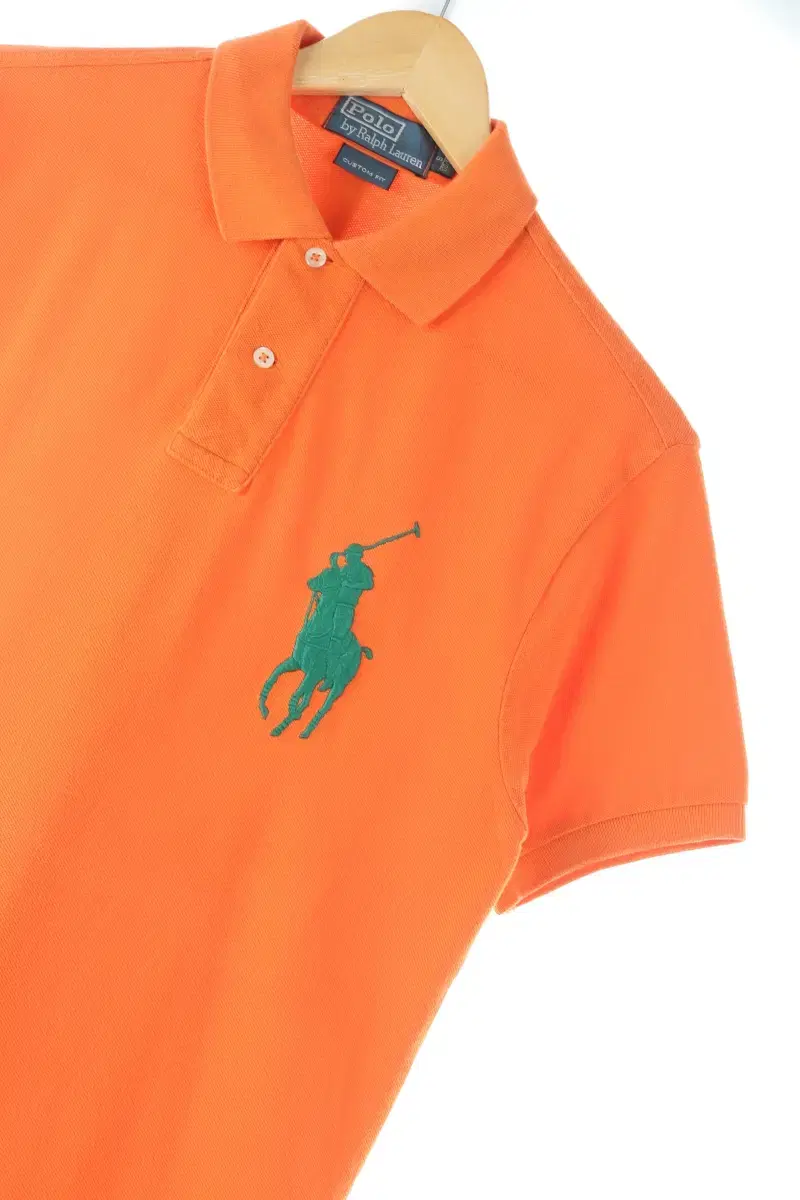 (S) Polo Ralph Lauren Short Sleeve kara T-shirt Orange Cotton Rugby Big Pony-D140