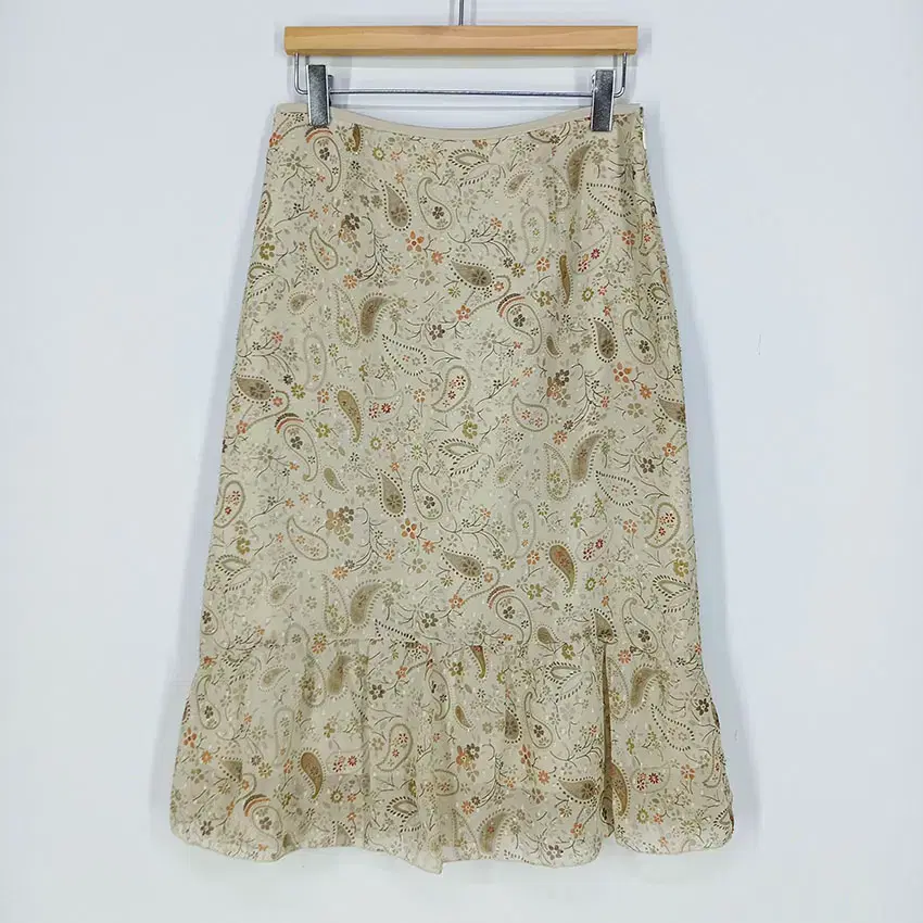 MAKELET Ruffled Fei Midi Skirt Beige (HU16296)