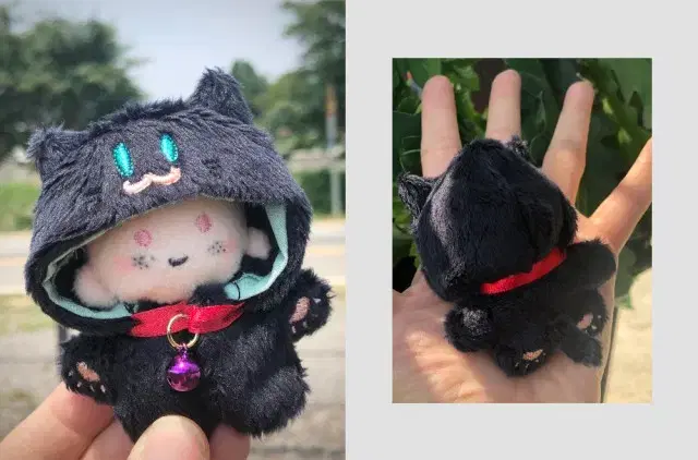 팀젠 5cm 인형 옷 5깅 냥 롬퍼스 검은 고양이 검고 우주복