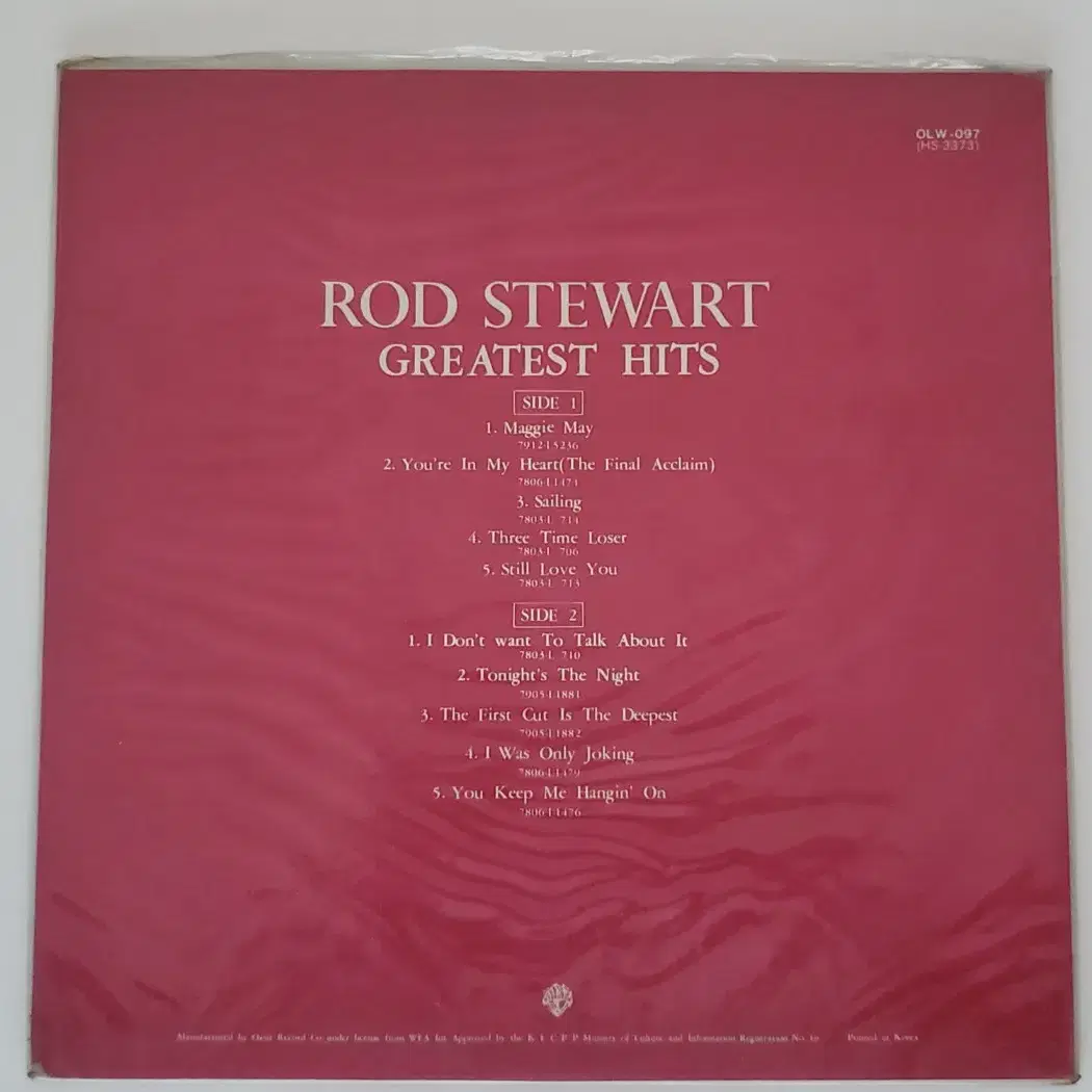 로드 스튜어트 - Rod Stewart 라이센스 LP