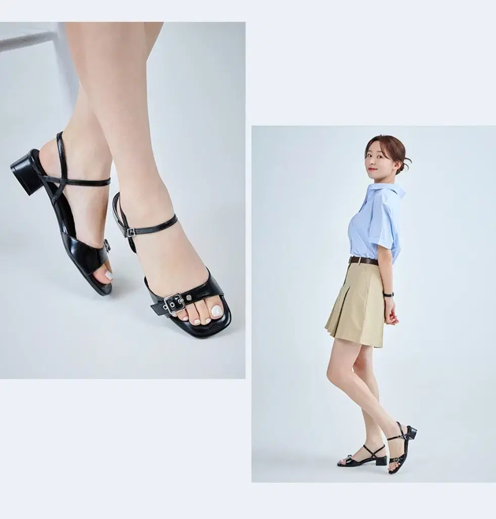 (New Product) Shoe Pen Choo-unni Square Buckle Strap Sandals 3.0 Black 250