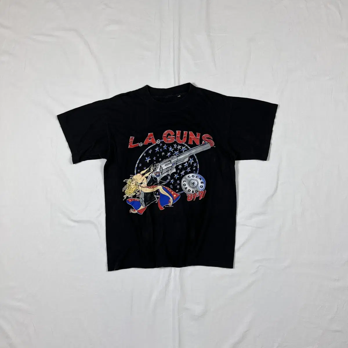 80s 89 LA GUNS rock band print vahn short sleeve tee