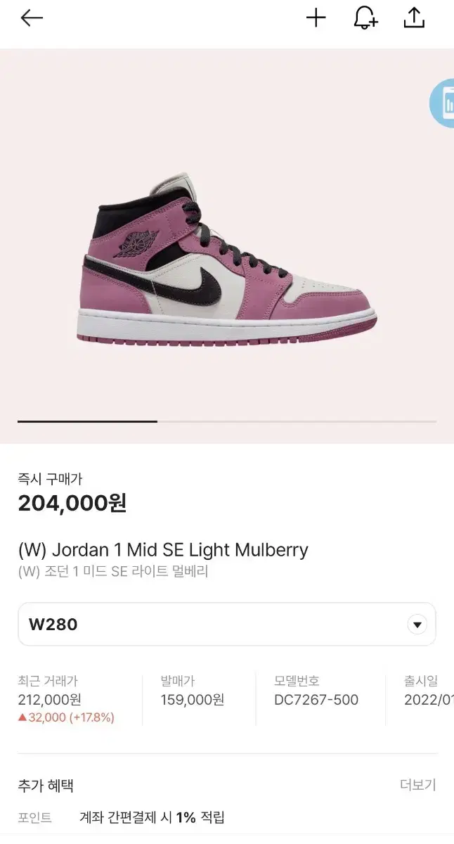 Jordan Mid Light Mulberry 280