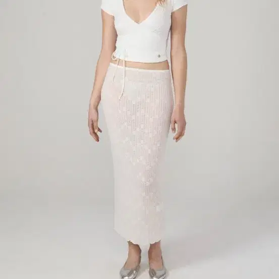 글로니레이스스커트 ISLAND SHEER LONG SKIRT (IVORY