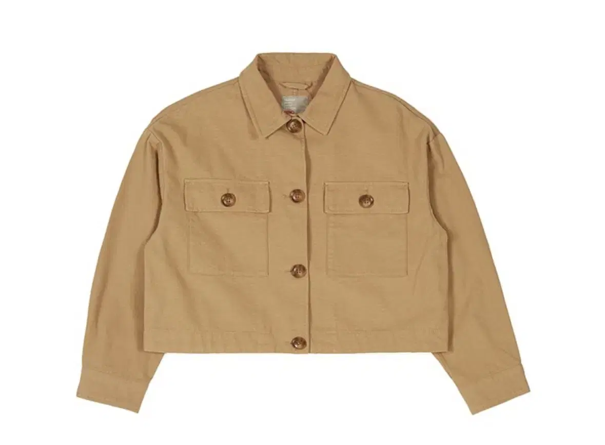 Spao Cotton Beige Cropped Denim Work Jacket S