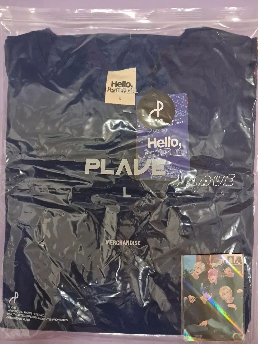 (unsealed, big photocard included) plave fan con t-shirt bloo L