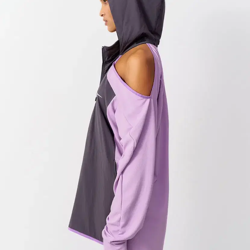 LEEY SPORTY OPEN SHOULDER HOODED GRAY