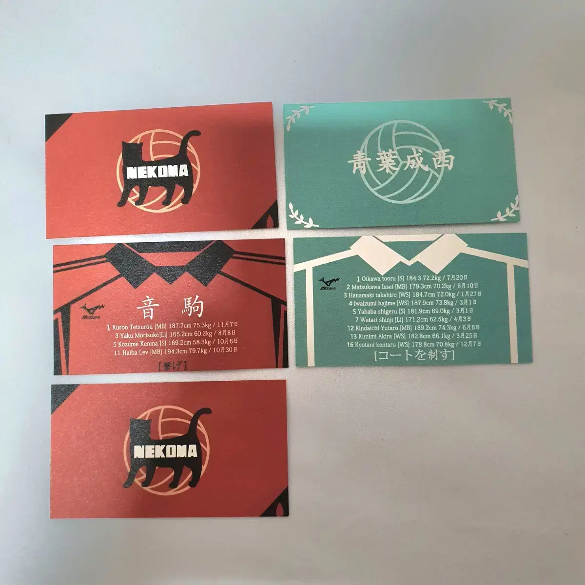 Bulk) haikyuu Nekoma Aobajosai Business Card Unofficial Goods