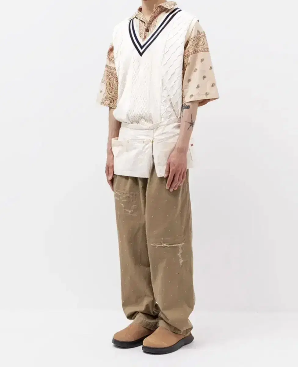 [NEW]CALORINE Wide Chino Pants Beige