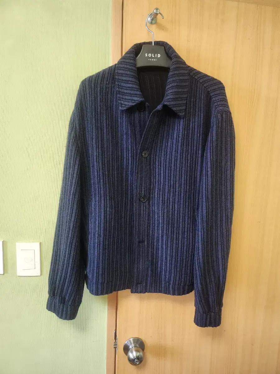 SS24 Solid Homme Navy Oversilhouette Woven Jacket