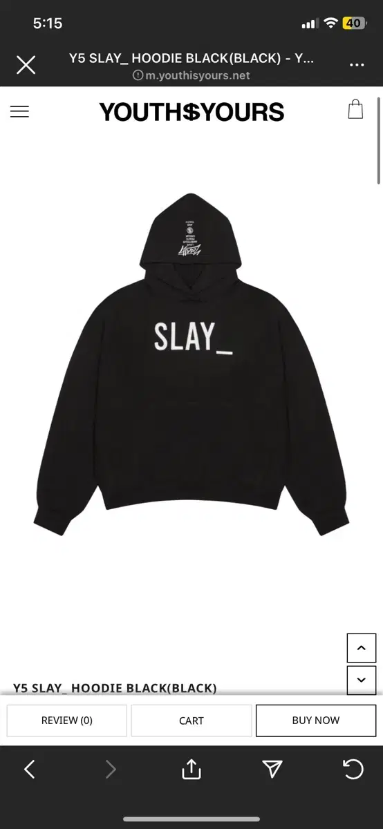 유스이즈유어스 후드(Y5 SLAY_ HOODIE BLACK)