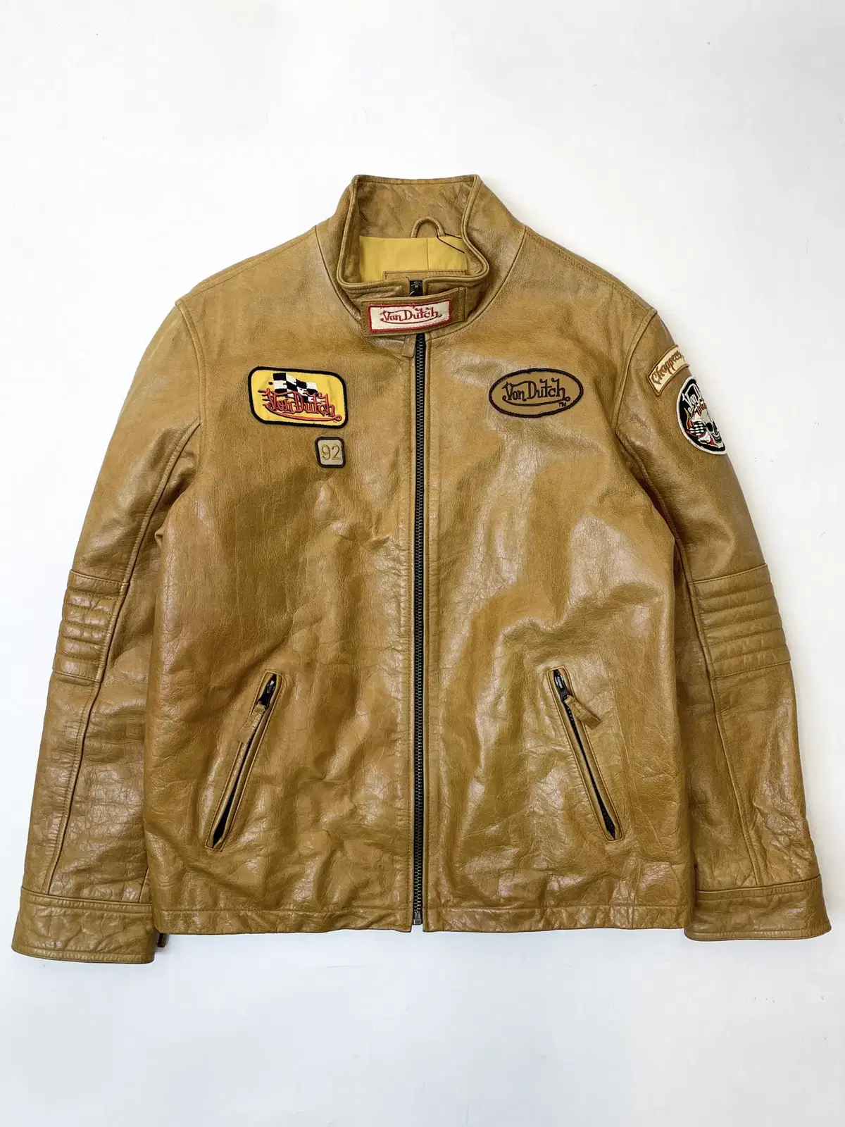 Bondurgh Motorcycle Flying Eyeball Lambskin and Leather Jacket