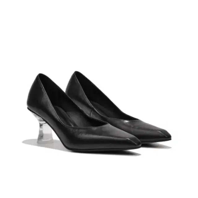 다이닛 LEATHER GLASS HEEL IN BLACK