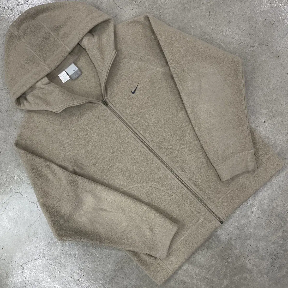 Nike 00s Logo Beige Fleece Hoodie Zip Up