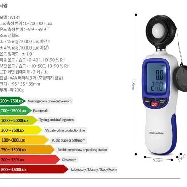 디지털 조도계 밝기 측정 테스터기 Lux미터