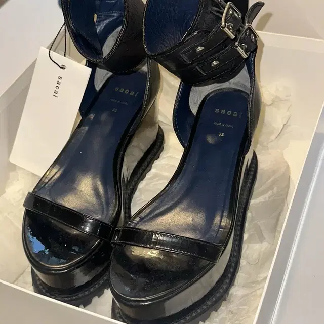 Sacai 사카이 cowhide buckle platform sandal