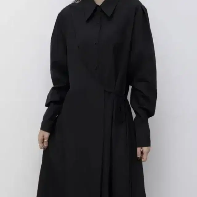 트리밍버드 셔츠 원피스 (Wrap shirt one-piece)black