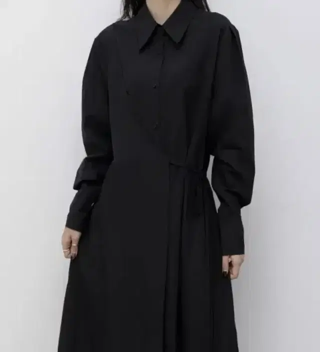 트리밍버드 셔츠 원피스 (Wrap shirt one-piece)black