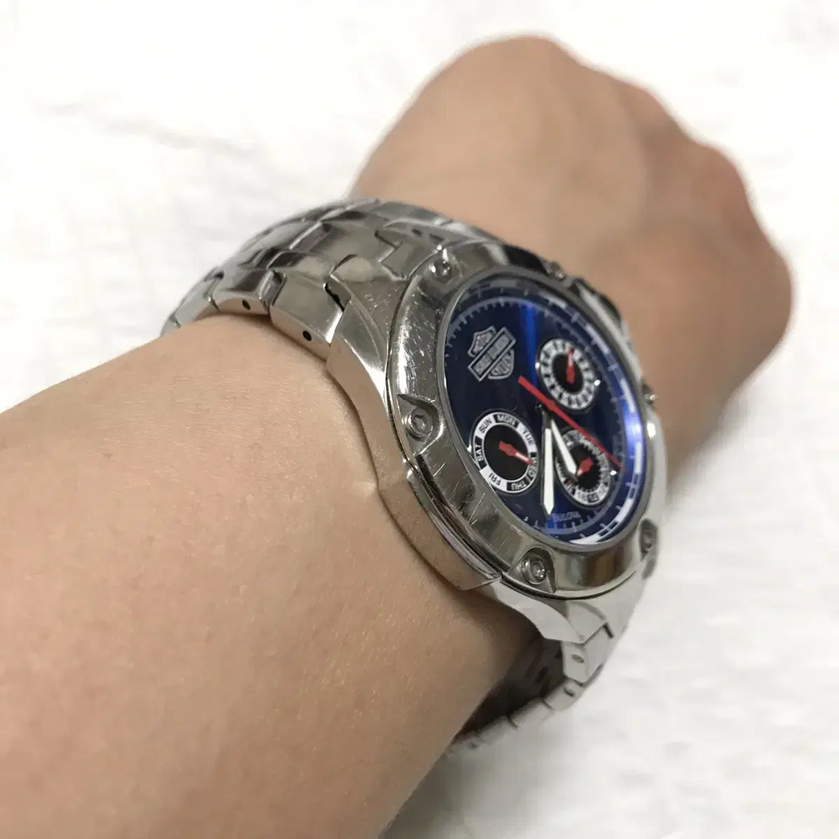 부로바 할리데이비슨 청판 메탈 쿼츠 손목 시계 Bulova