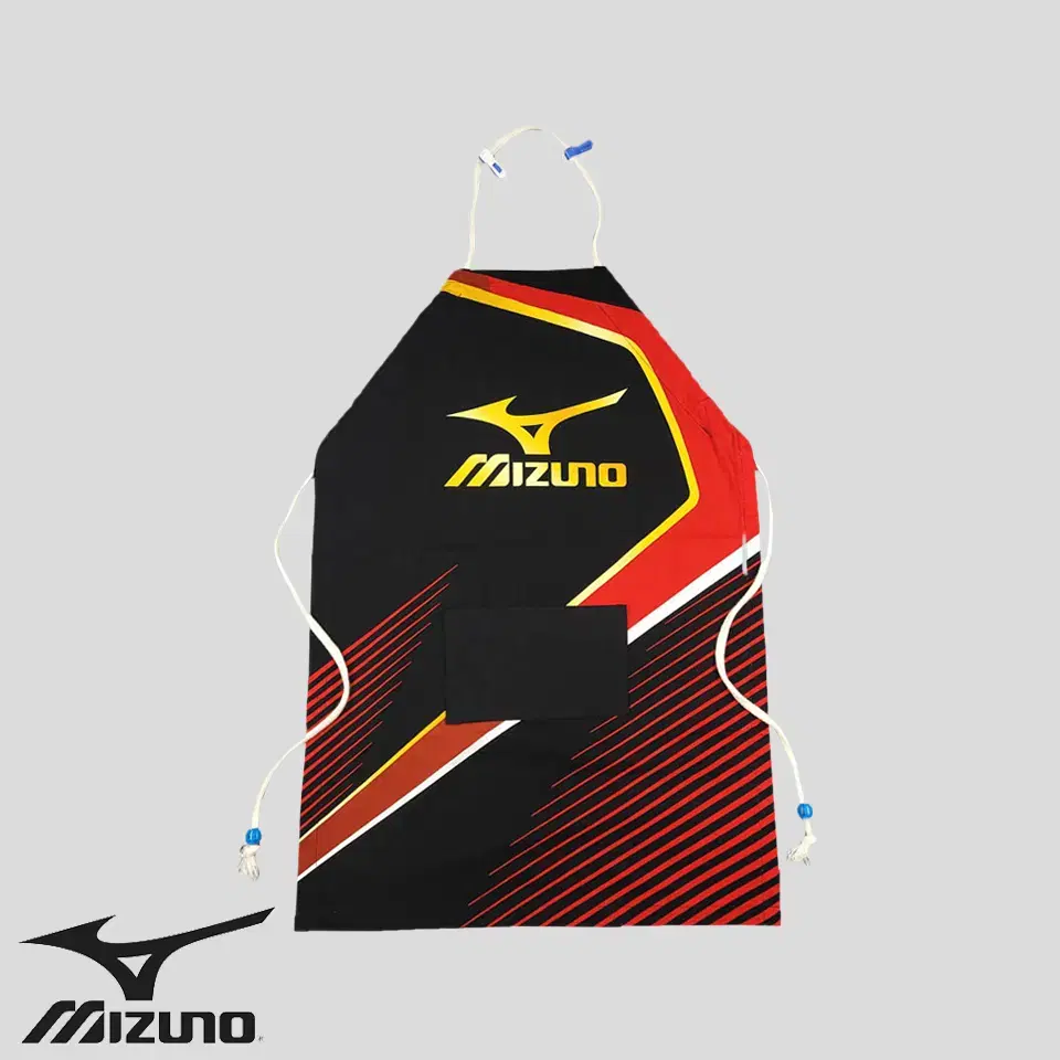 Mizuno Red Black and Gold Colorblocked Big Logo Cotton Necklace Apron