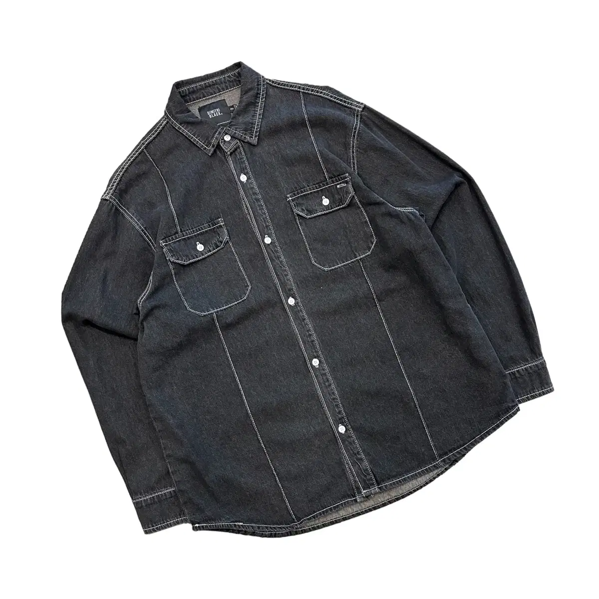 [2] Dimitri black black and blue denim shirt