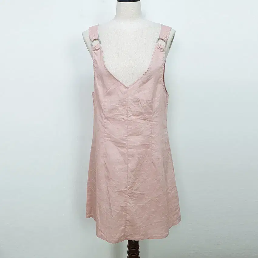 vintage women's pink linen sleeveless one piece (hu3792)