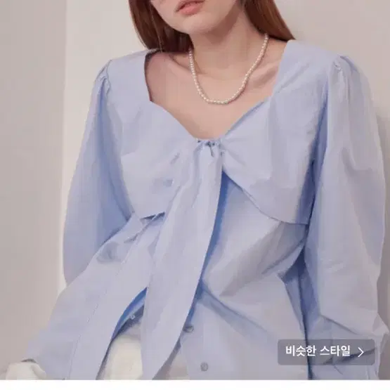 론론 RIBBON BOW BLOUSE SOFT BLUE 블라우스