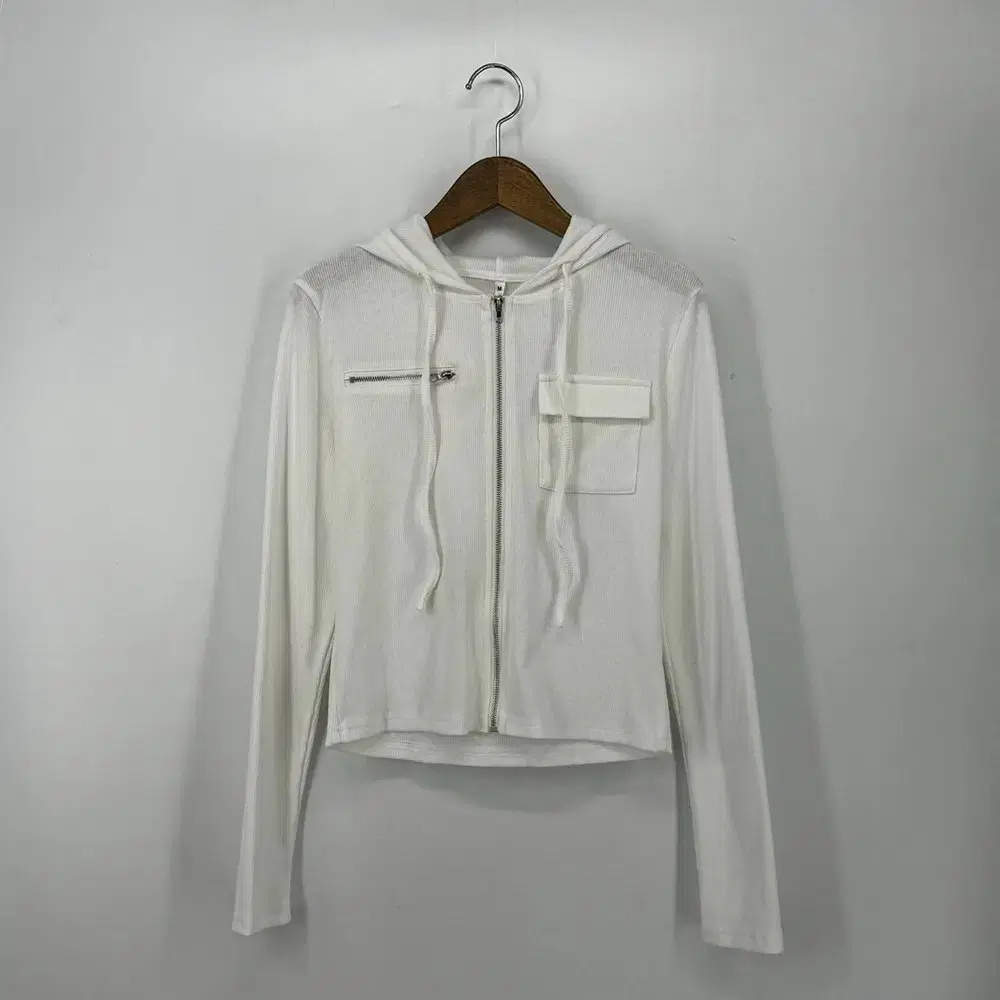 골지 크롭 후드집업 (M size / WHITE)