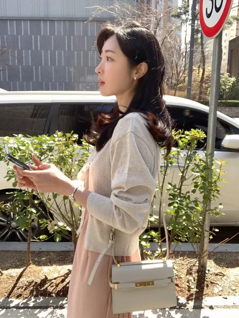 모아빈 Ribbon linen cardigan