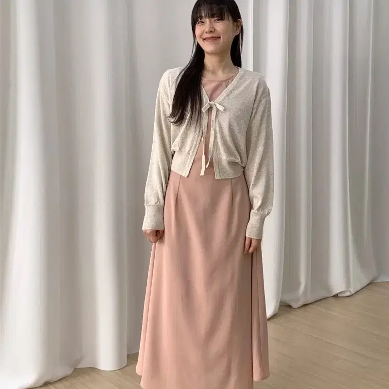 모아빈 Ribbon linen cardigan