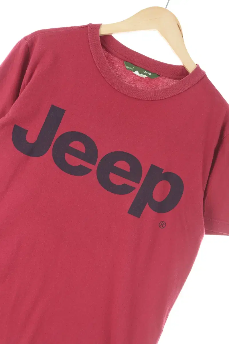 (M) Jeep Short Sleeve T-Shirt Burgundy Cotton Old School Printing - D297