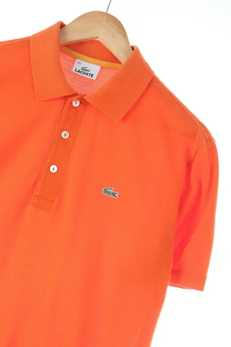 (L) Lacoste Short-sleeved kara T-shirt Orange cotton amecayage-D1E6